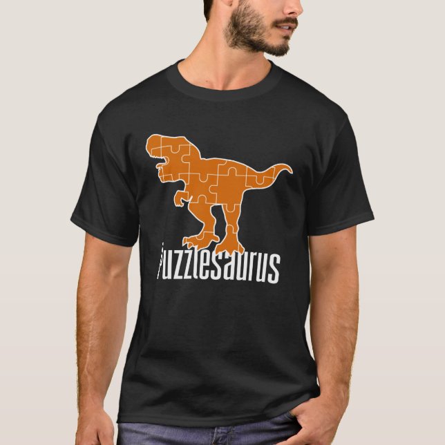 Puzzlesaurus Dinosaur Puzzle Piece Game Jigsaw Puz T-Shirt (Front)