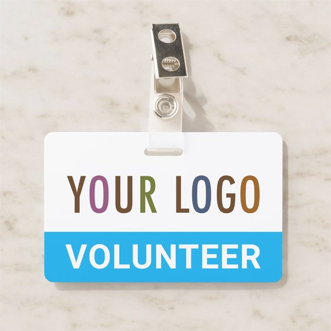 PVC Plastic Volunteer Badge with Clip Custom Logo ID Badge (MISOOK Horizontal Volunteer Badge with Logo)