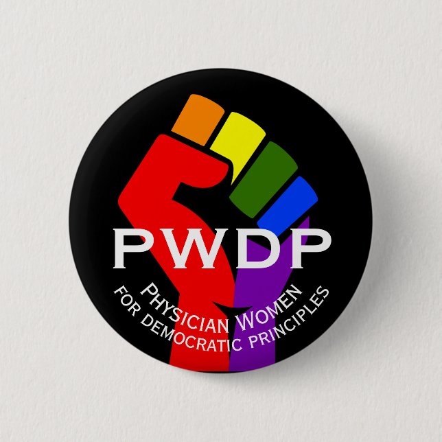 PWDP rainbow fist button (Front)