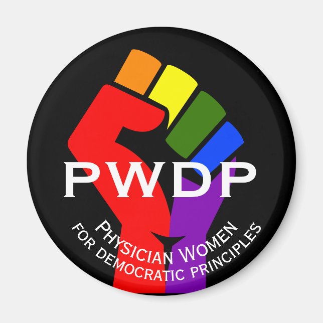 PWDP rainbow fist magnet (Front)