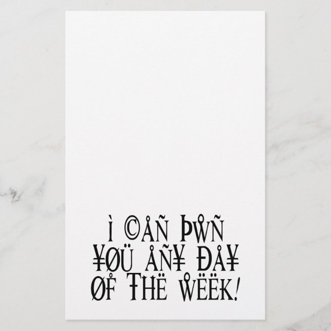 Pwn You Any Day Stationery (Front)