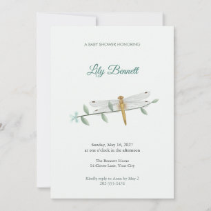 Pygmy Basker Dragonfly Baby Shower Invitation
