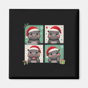 Pygmy Hippo Meme Santa Claus Hat Photobooth Funny  Magnet