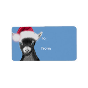 Pygora Goat  Santa Goat Christmas Gift Tag