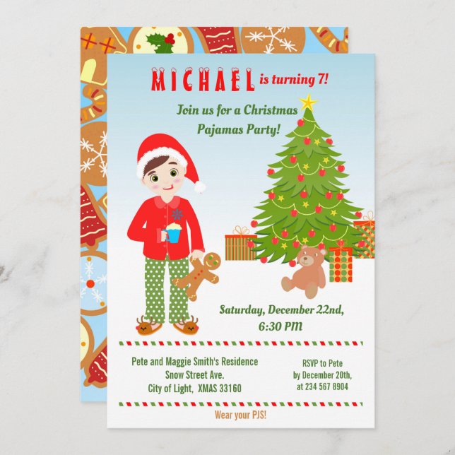 Pyjamas and Cookies Birthday Party  Invitation (Front/Back)