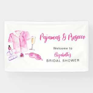 Pyjamas and Prosecco Bridal Shower Pink Decor Banner