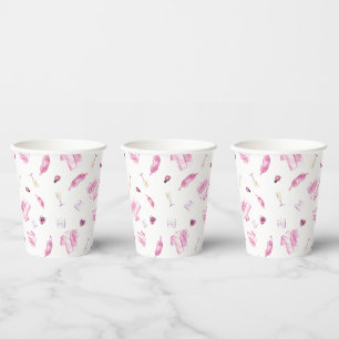 Pyjamas and Prosecco Bridal Shower Pink Script  Paper Cups