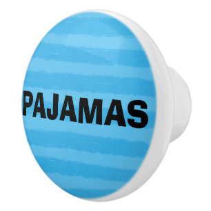 Pyjamas Blue Watercolor Stripes Ceramic Knob