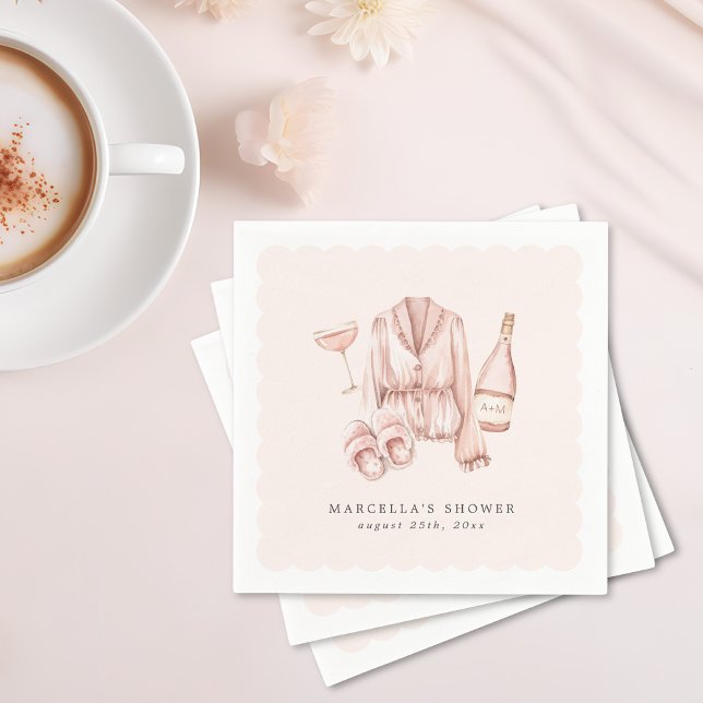 Pyjamas & Prosecco Bridal Shower Bachelorette Napkin (Creator Uploaded)