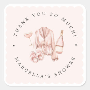 Pyjamas & Prosecco Bridal Shower Bachelorette Square Sticker