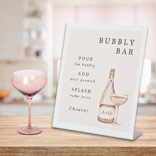 Pyjamas & Prosecco Bridal Shower Bubbly Bar Pedestal Sign