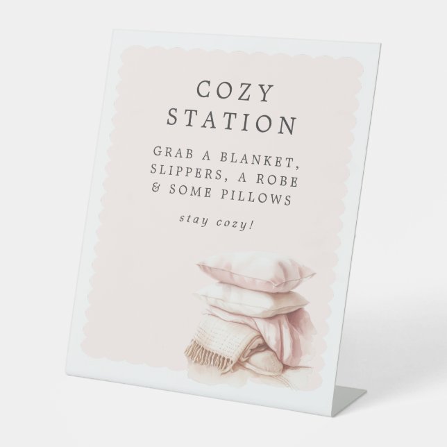Pyjamas & Prosecco Bridal Shower Cosy Station Pedestal Sign (Front)