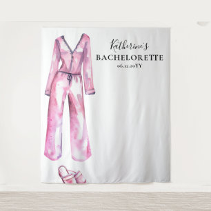 Pyjamas Prosecco Chic Bachelorette Party Backdrop Tapestry