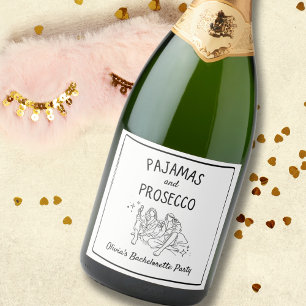 Pyjamas & Prosecco Personalised Bachelorette Party Sparkling Wine Label