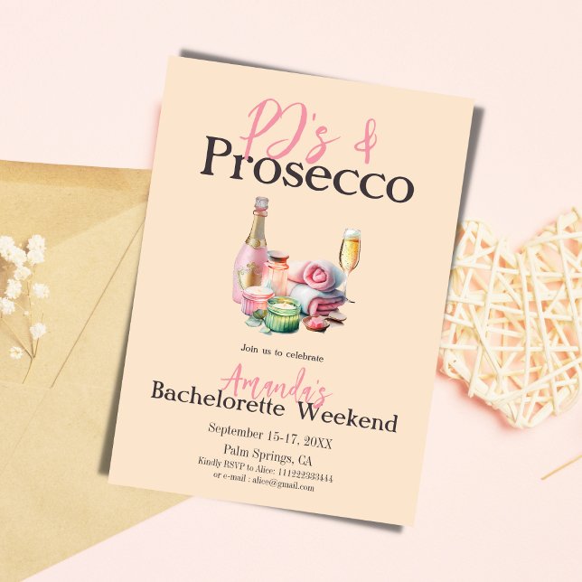Pyjamas Prosecco Spa Bachelorette Party Itinerary Invitation (Creator Uploaded)