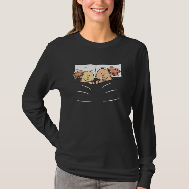 Pyjamas  Rabbits Sleeping  Napping T-Shirt (Front)