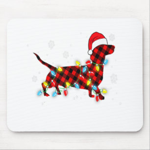 Pyjamas Red Buffalo Plaid Dachshund Dog Merry Chri Mouse Pad