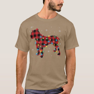 Pyjamas Red Buffalo Plaid Pitbull Dog Lovers Xmas  T-Shirt