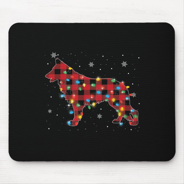 Pyjamas Red Plaid German Shepherd Dog Lovers Chris Mouse Pad (Front)