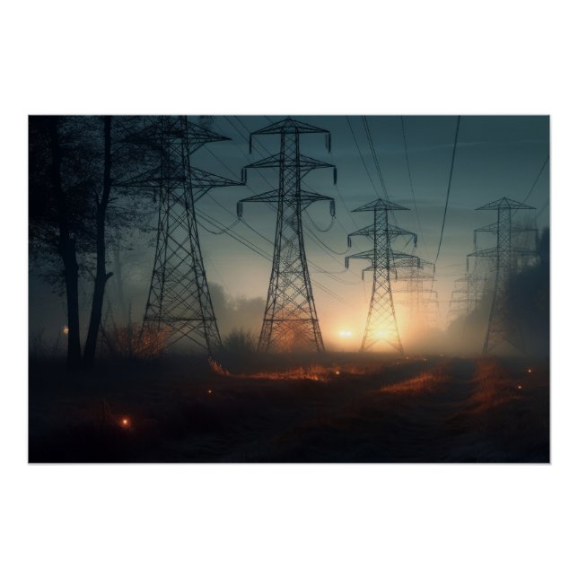 Pylons at Dusk Poster (Front)
