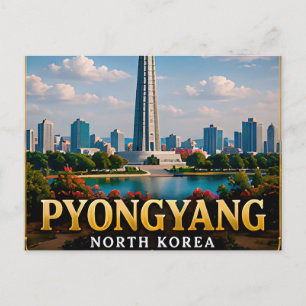 Pyongyang Monumental Skyline and Taedong River Postcard