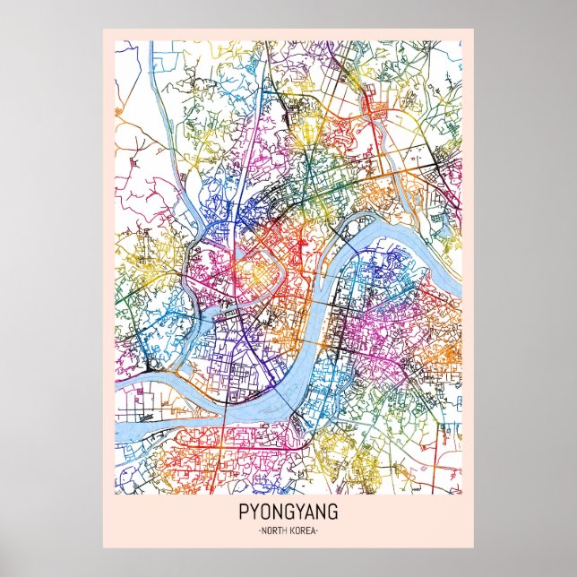  Pyongyang North Korea City Map Poster (Front)