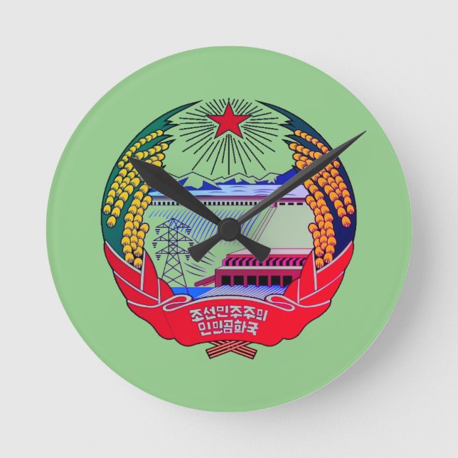 Pyongyang, North Korea (DPRK) Hermit Kingdom Round Clock (Front)