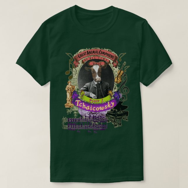 Pyotr Tchaicowsky Tchaikovsky Cow al Music  T-Shirt (Design Front)
