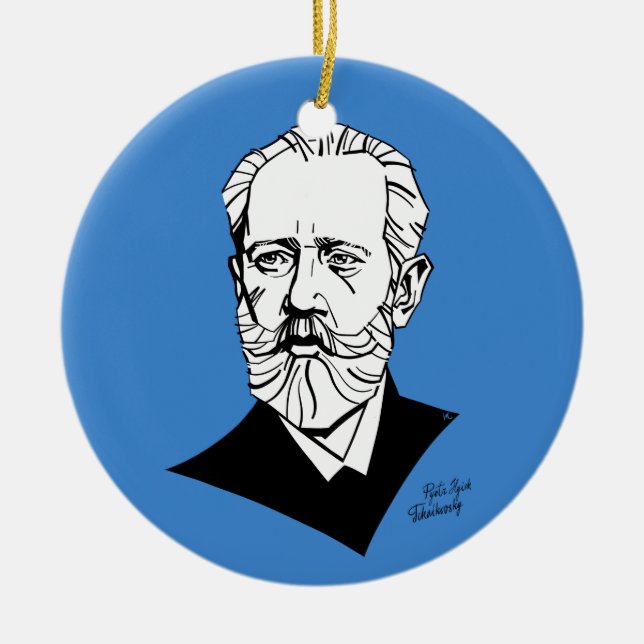 Pyotr Tchaikovsky Ceramic Tree Decoration (Front)