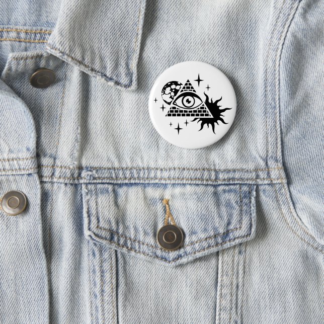 pyramid and the eye 6 cm round badge (In Situ)