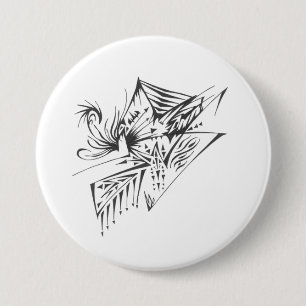 Pyramid Black White Abstract Tribal Tattoo Art 7.5 Cm Round Badge