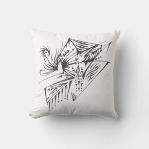 Pyramid Black White Abstract Tribal Tattoo Art Cushion