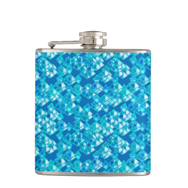 Pyramid crystals, turquoise and blue hip flask (Front)