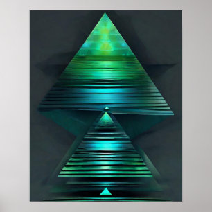 PYRAMID GREEN TEAL LIGHT ART POSTER