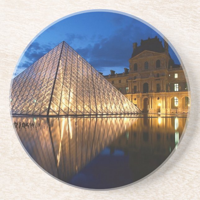 Pyramid in Louvre Museum,Paris,France Coaster (Front)