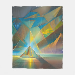 Pyramid Landscape Geometric Abstract Design  Fleece Blanket