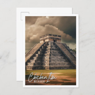 Pyramid of Chichen Itza Mexico a famous travel Postcard