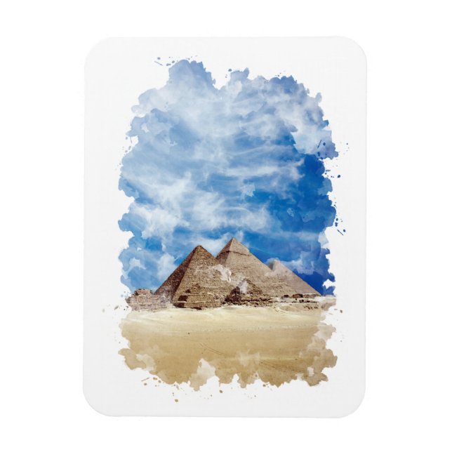 Pyramid of Giza Egypt Watercolor Art  Magnet (Vertical)