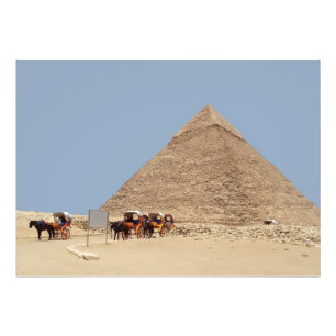 Pyramid of Khafre and a string of chariots Photo Print