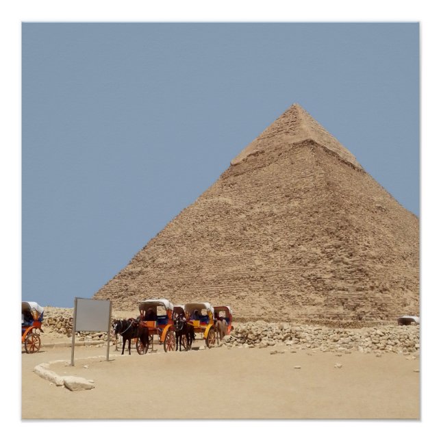Pyramid of Khafre and a string of chariots Poster (Front)