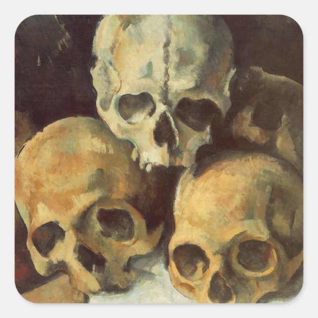 Pyramid of Skulls Vintage Halloween Square Sticker (Front)