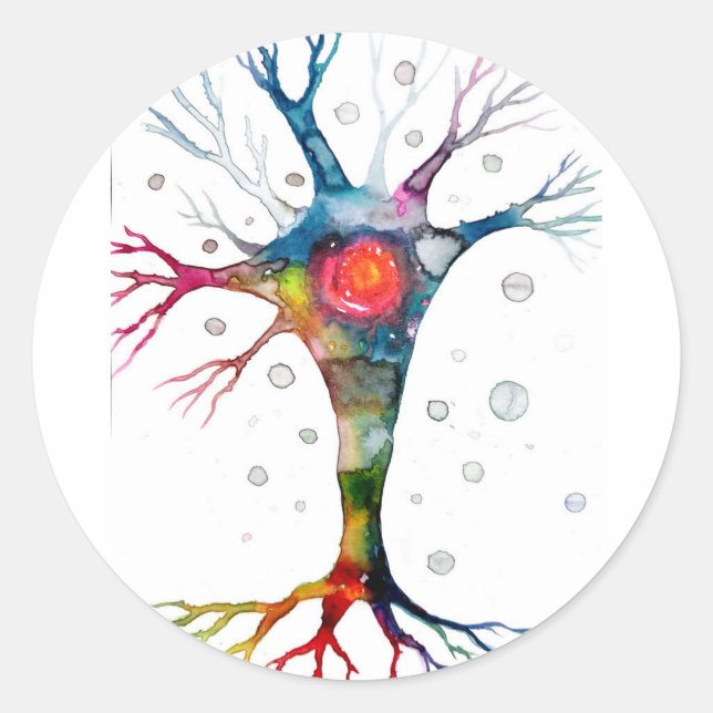 Pyramidal neuron in the neocortex classic round sticker (Front)