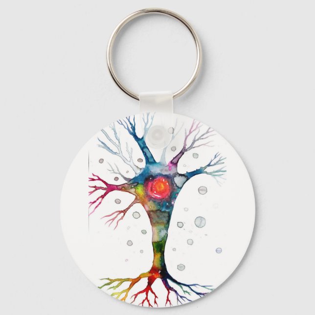Pyramidal neuron in the neocortex key ring (Front)