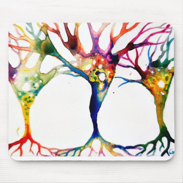 Pyramidal neurons trio painted with watercolors mouse pad (Front)