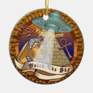 Pyramids Alien Spaceship   Ceramic Tree Decoration