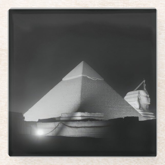 pyramids and sphinx glass coaster (Front)