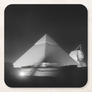 pyramids and sphinx square paper coaster