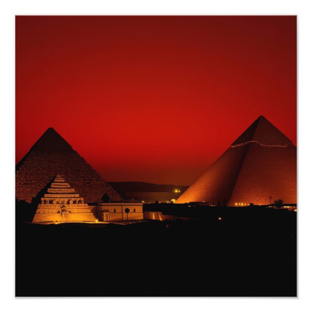 Pyramids at Red Sunset Photo Print (Front)