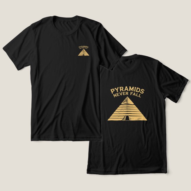 Pyramids Never Fall Minimal Egypt T-Shirt Tri-Blend Shirt (Design Front & Back)