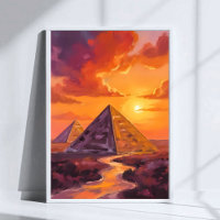 Pyramids of Egypt Sunset Travel Art